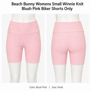 Beach Bunny Womens Winnie Ribbed‎ Knit Biker Shorts Blush Pink High Waist Small
